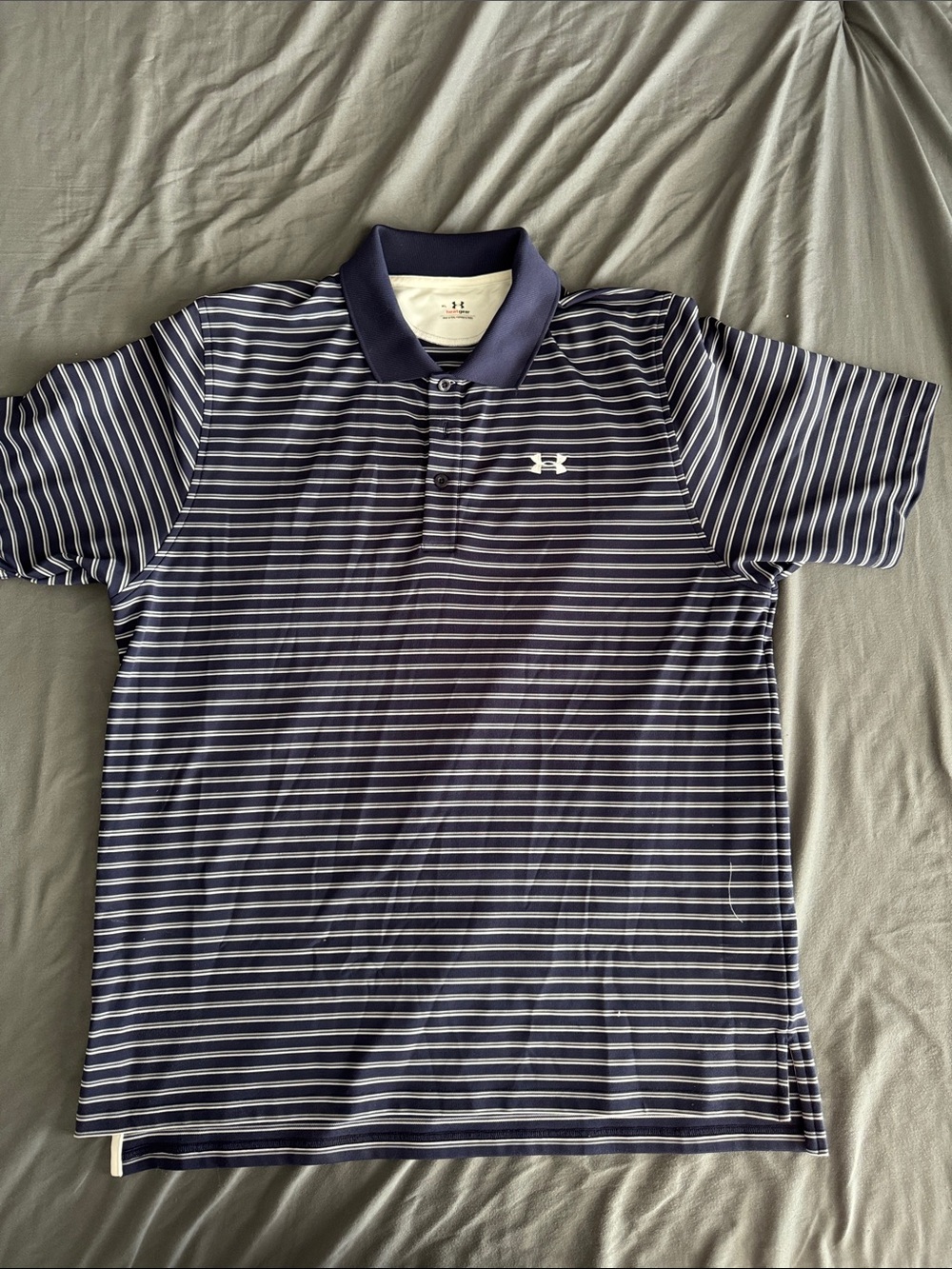Under Armour Men’s Navy and White Striped Polo